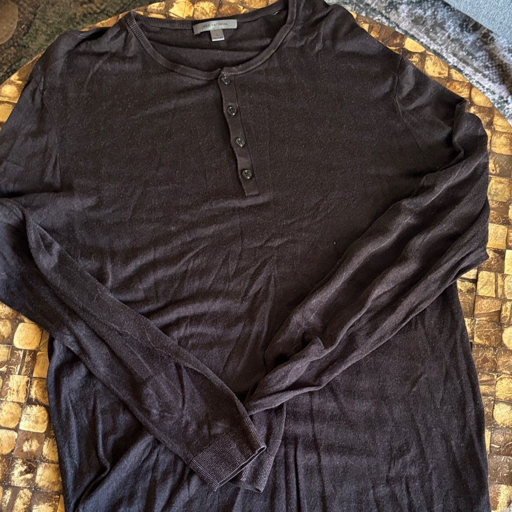John Varvatos Charcoal Long Sleeve Henley